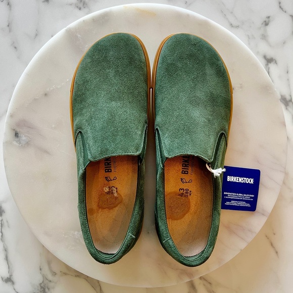 Birkenstock Oswego 
Suede Leather Men's Thyme/ Gum sole Loafers - Picture 7 of 8